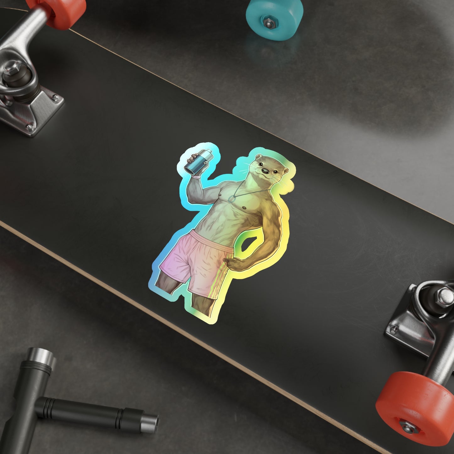 Otter James Holographic Die-Cut Stickers - Fun Designs, Perfect for Skateboards, Water Bottles, Laptops, & More