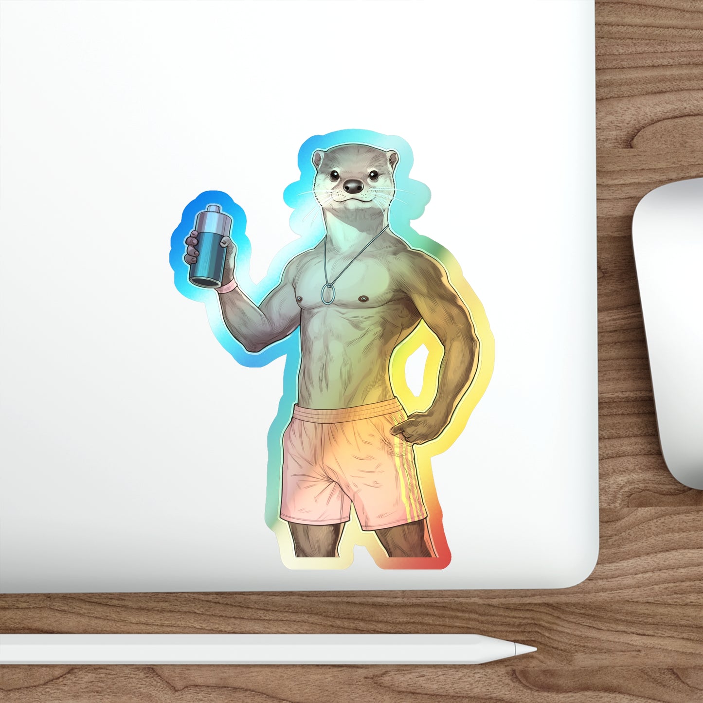 Otter James Holographic Die-Cut Stickers - Fun Designs, Perfect for Skateboards, Water Bottles, Laptops, & More