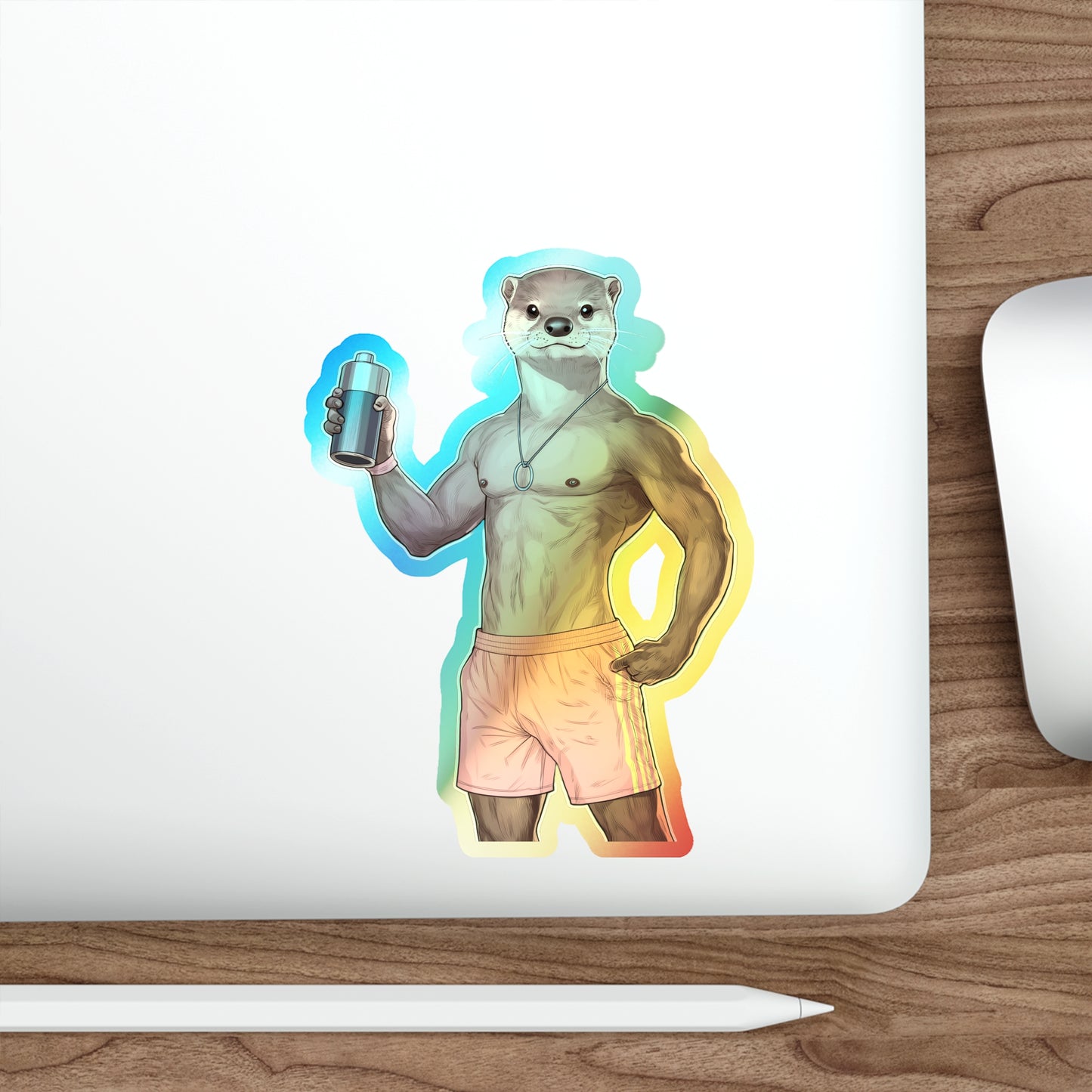 Otter James Holographic Die-Cut Stickers - Fun Designs, Perfect for Skateboards, Water Bottles, Laptops, & More