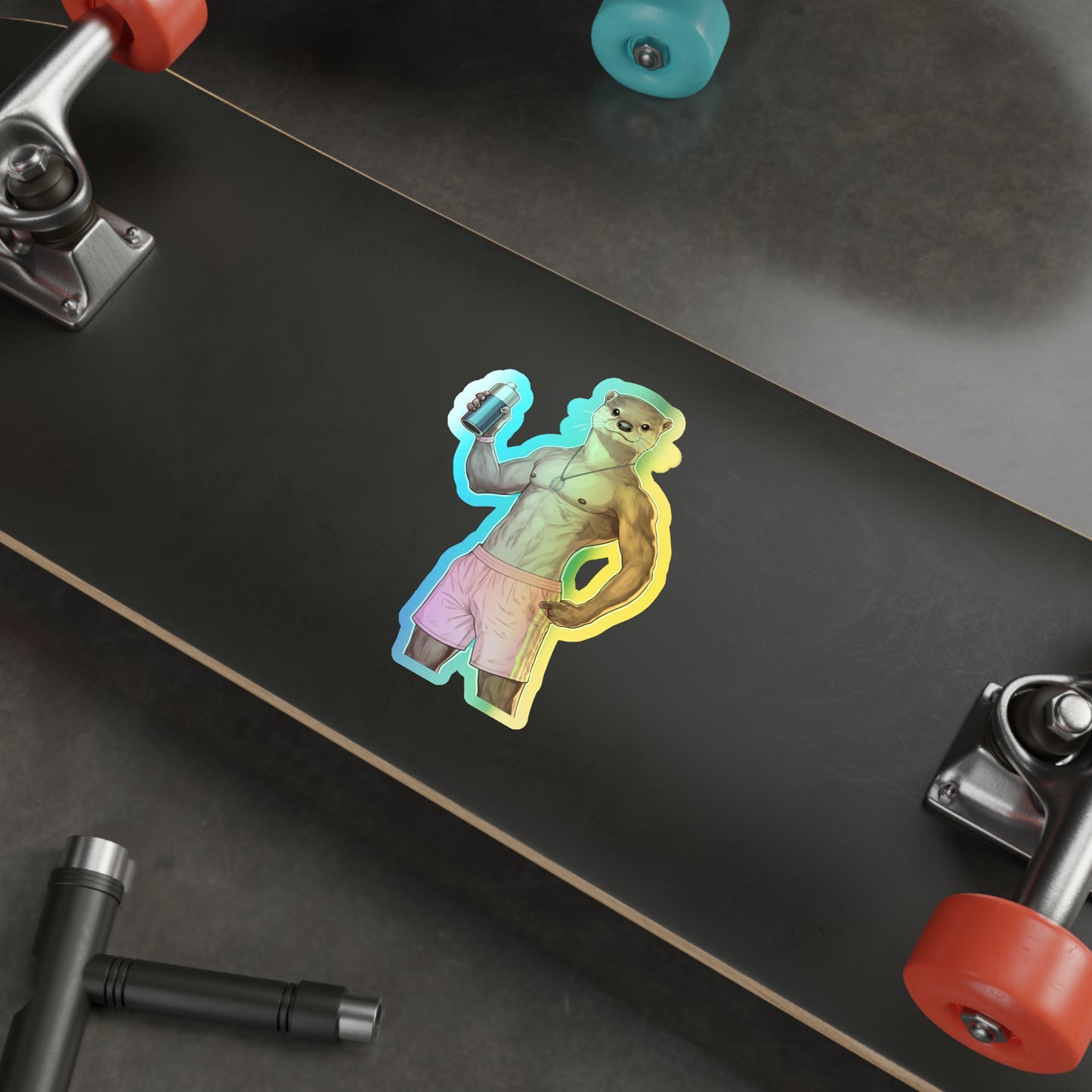 Otter James Holographic Die-Cut Stickers - Fun Designs, Perfect for Skateboards, Water Bottles, Laptops, & More