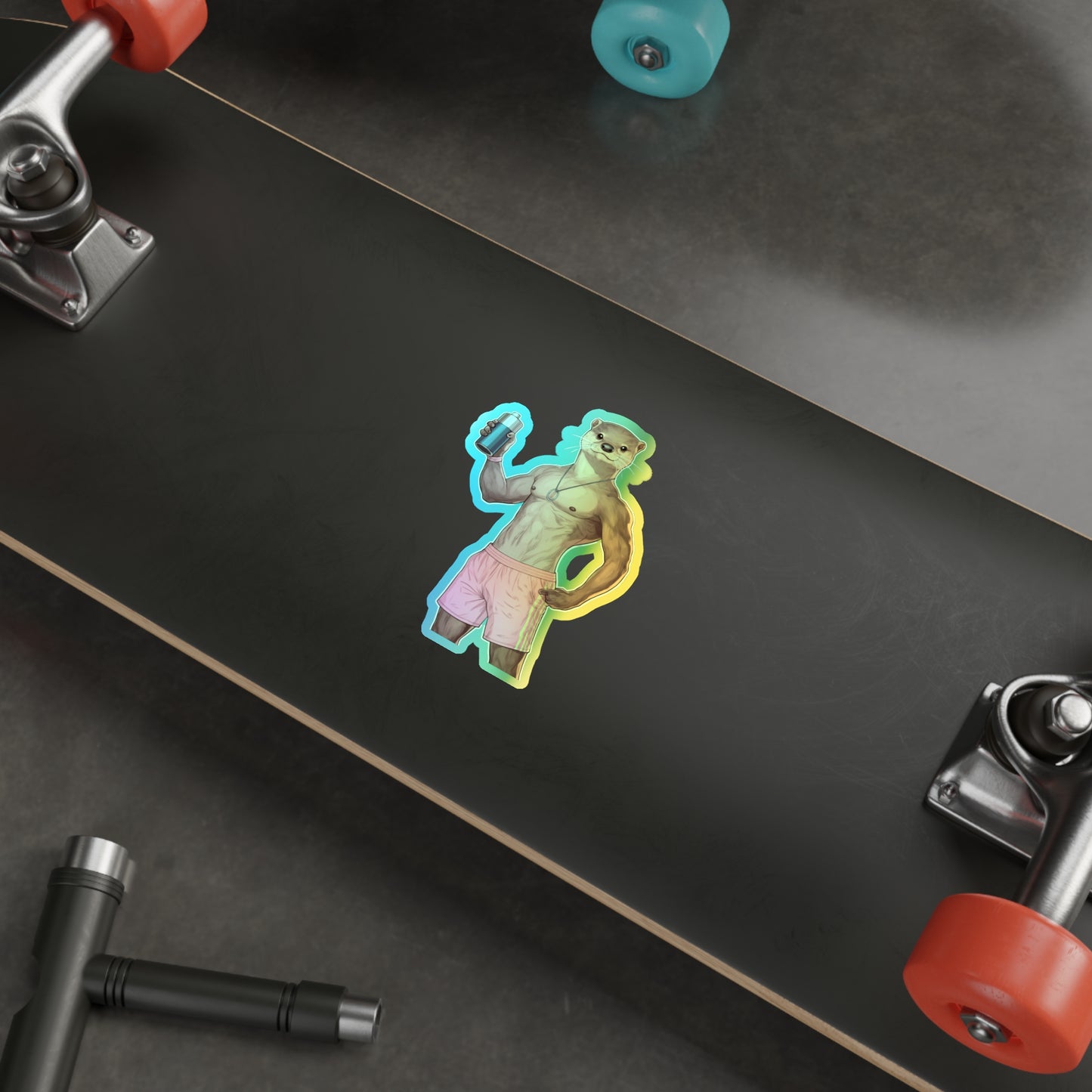 Otter James Holographic Die-Cut Stickers - Fun Designs, Perfect for Skateboards, Water Bottles, Laptops, & More