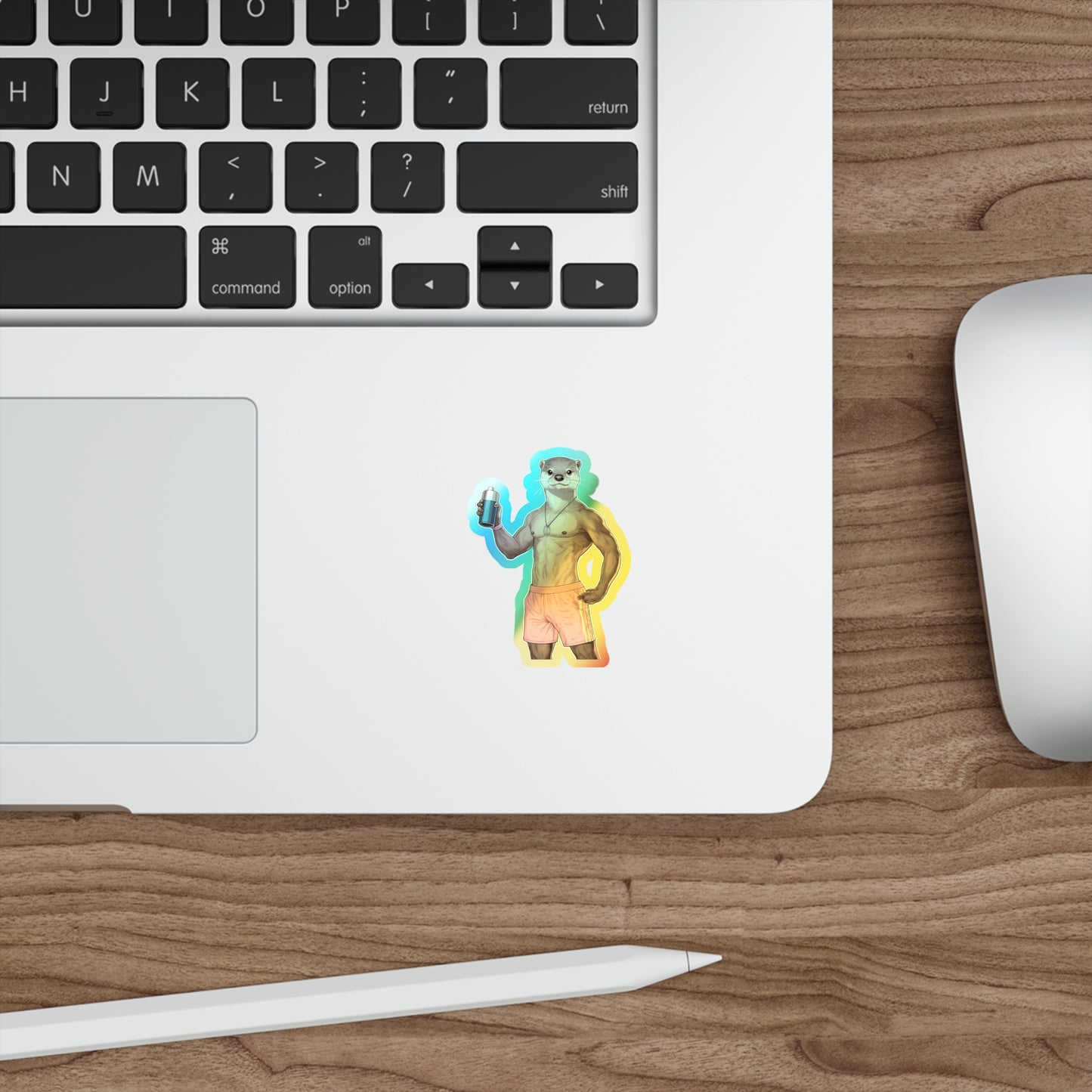 Otter James Holographic Die-Cut Stickers - Fun Designs, Perfect for Skateboards, Water Bottles, Laptops, & More