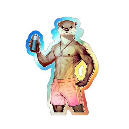 Otter James Holographic Die-Cut Stickers - Fun Designs, Perfect for Skateboards, Water Bottles, Laptops, & More